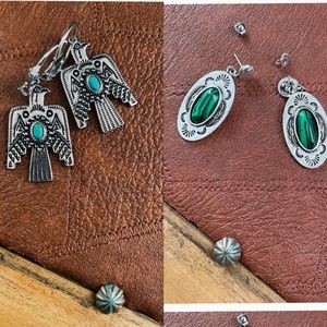 Free people set 2 earrings taxco stone turquoise